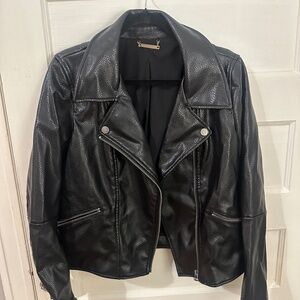 Black faux leather jacket — worn once
